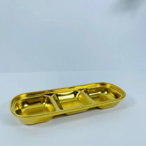 3-Compartment Gold Stainless Steel Snack Tray