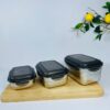 ظرف غذا ۳ عددی استیل با درپوش پلاستیکی ABS – برند یونیک
