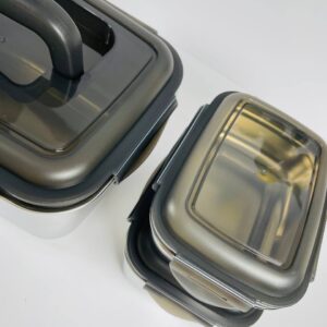ظرف غذا ۳ عددی استیل با درپوش پلاستیکی ABS – برند یونیک